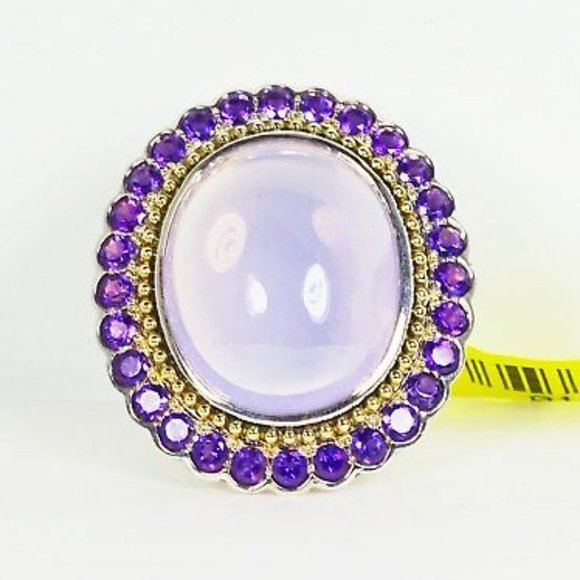 LAGOS Caviar Sterling Silver 18K Gold Lavender Quartz Amethyst Ring Sz 7 - Picture 2 of 10